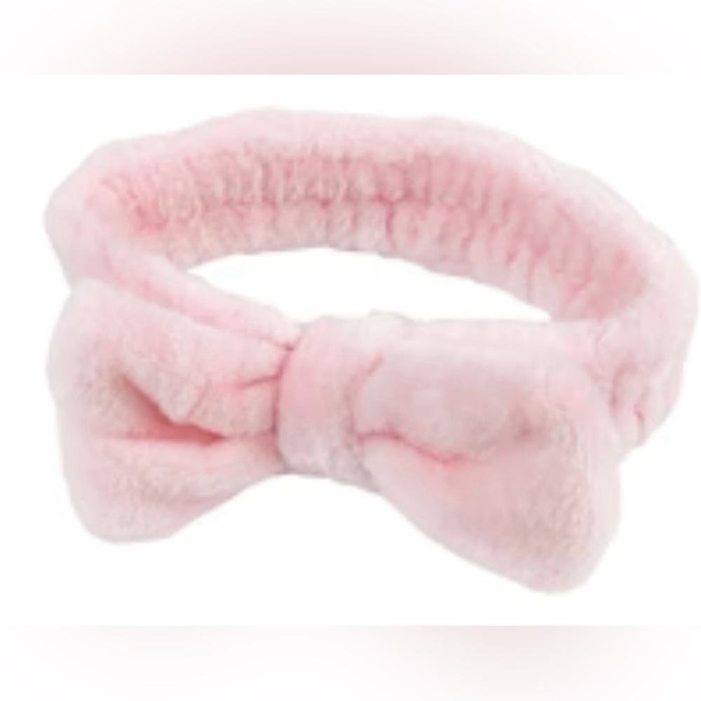 The Vintage Cosmetic Co. Pink Velour Hairband Makeup Headband Head Wrap Skincare